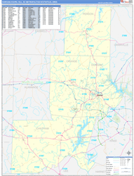 Durham-Chapel Hill Metro Area Wall Map Basic Style 2024